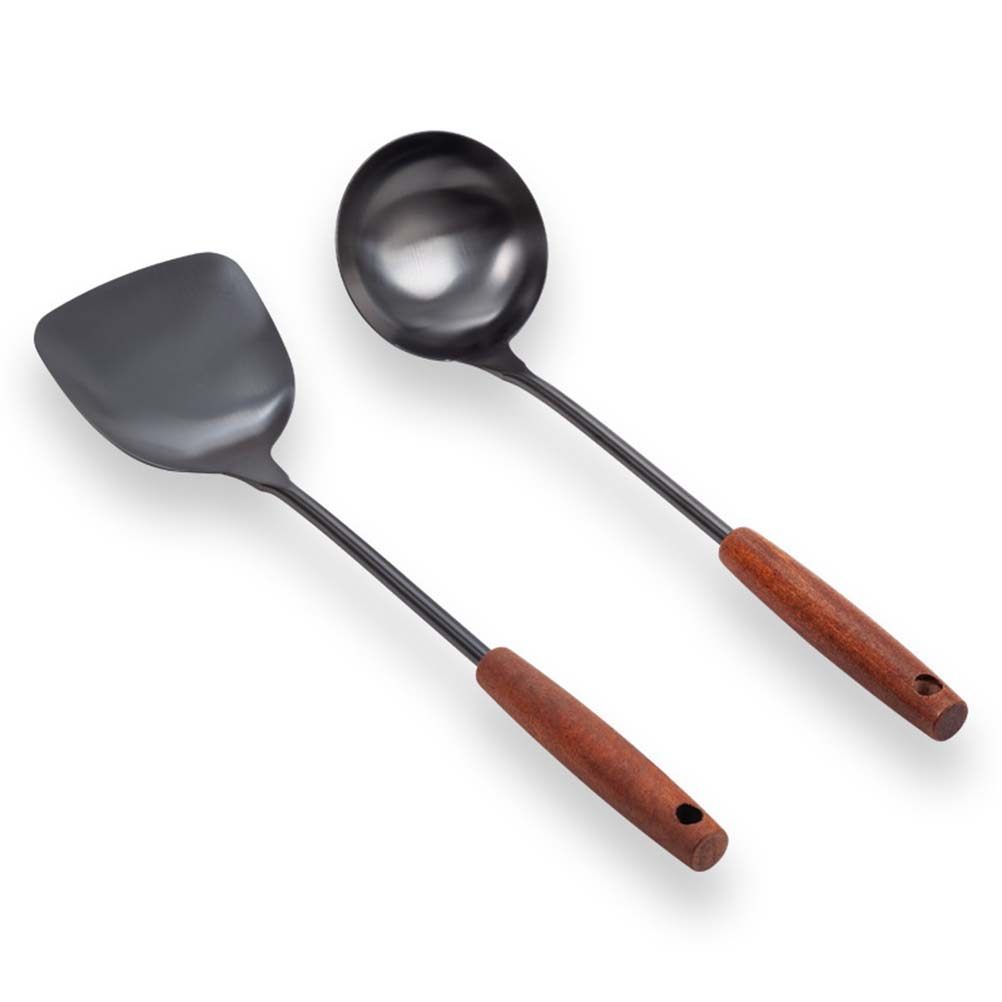 Home Cooking Kitchen - Stainless Steel Cooking Spatula Brown Wood