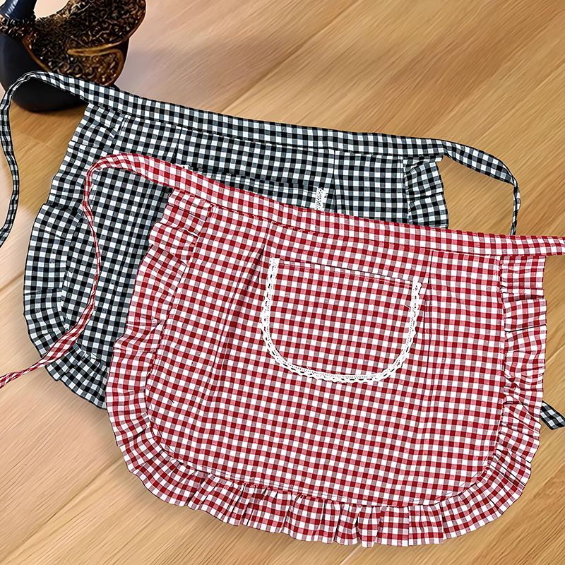 Half Waist Square Check Apron  – Home Cooking On recenzja i cena